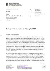 Antwort Gesundheitsministerium BW