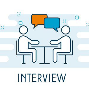 Grafik zwei Personen im Interview