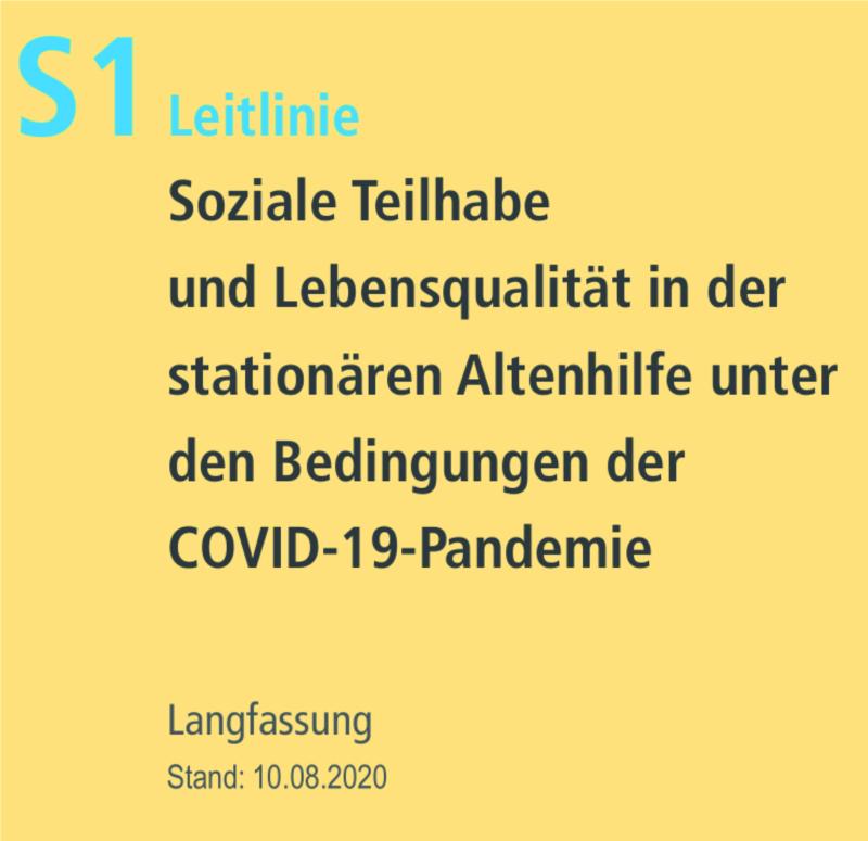 Cover Leitlinie soziale Teilhabe in Pflegeheimen bei Corona